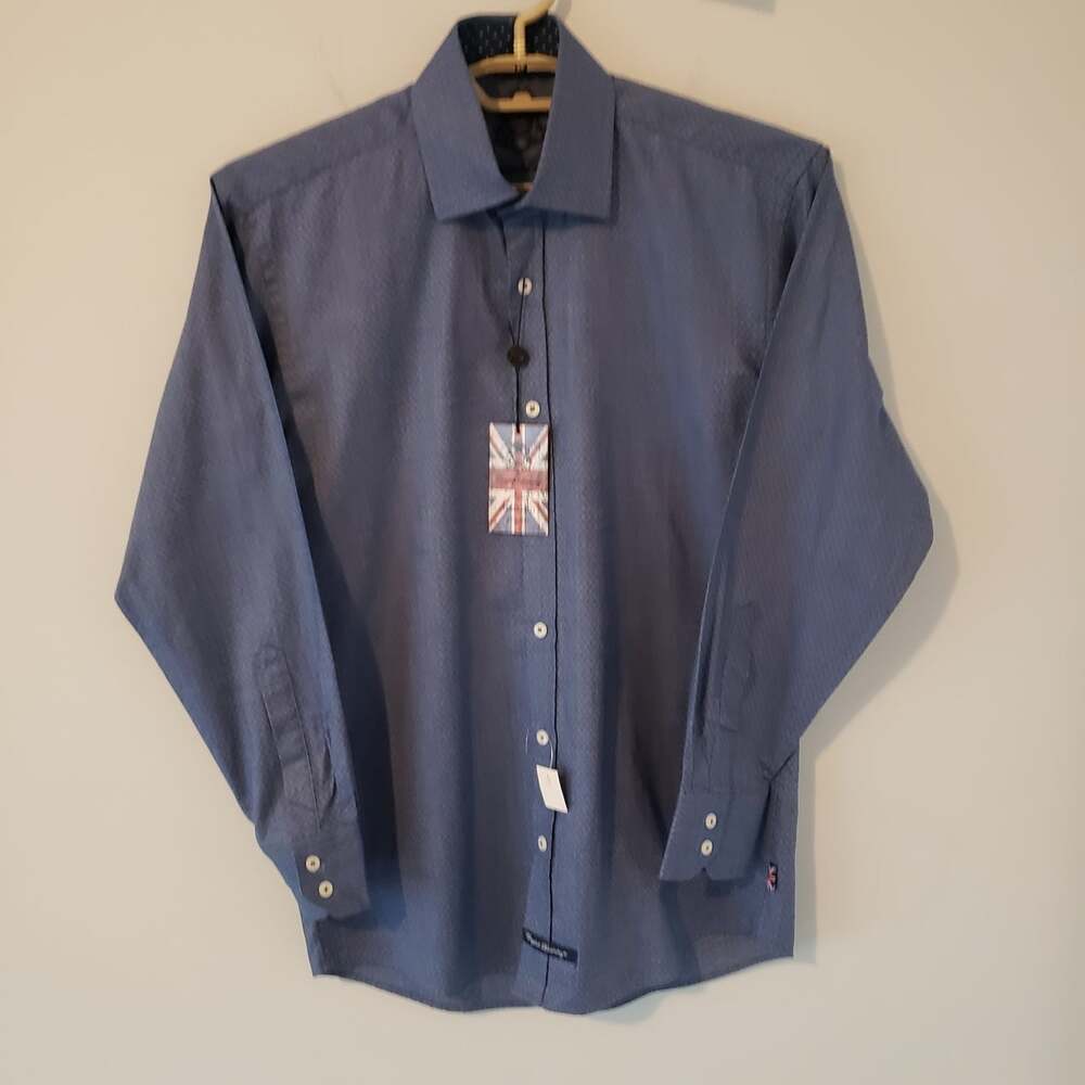 English Laundry Mens shirt 15 32/33 embroidered, Blue